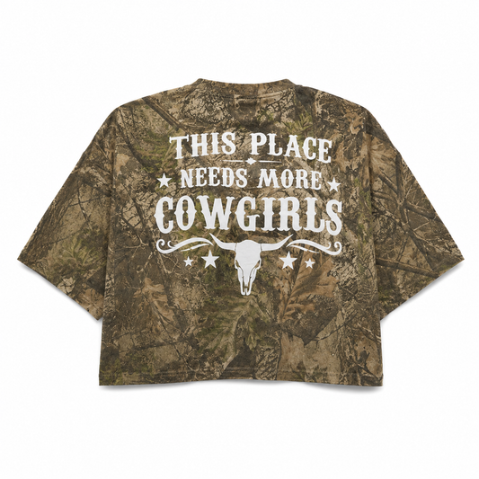 More Cowgirls Camo Crop Tee